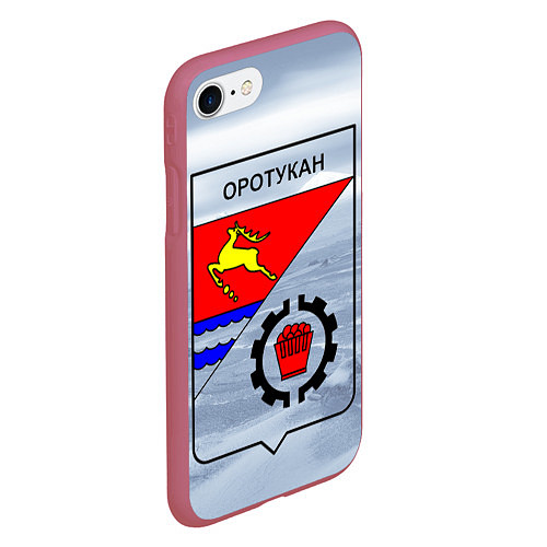 Чехол iPhone 7/8 матовый Герб Оротукан / 3D-Малиновый – фото 2