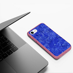 Чехол iPhone 7/8 матовый Синие мазки, цвет: 3D-малиновый — фото 2