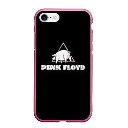 Чехол iPhone 7/8 матовый PINK FLOYD PIG, цвет: 3D-малиновый