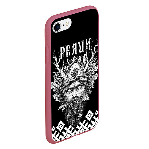 Чехол iPhone 7/8 матовый Славянский бог Перун / 3D-Малиновый – фото 2