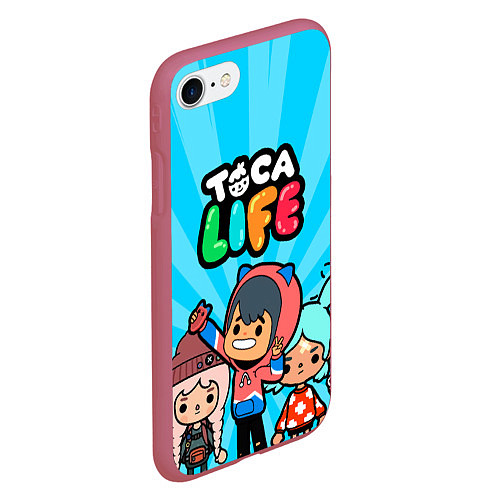 Чехол iPhone 7/8 матовый Toca Life: Friends / 3D-Малиновый – фото 2