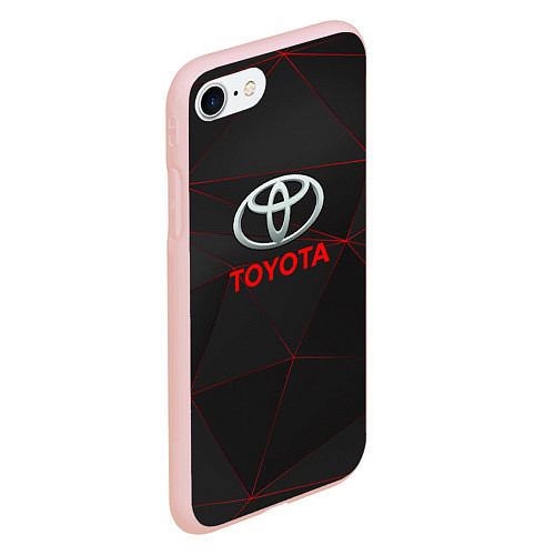 Чехол iPhone 7/8 матовый Toyota Тонкие линии неона / 3D-Светло-розовый – фото 2