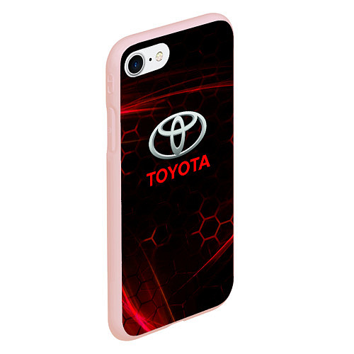 Чехол iPhone 7/8 матовый Toyota Неоновые соты / 3D-Светло-розовый – фото 2
