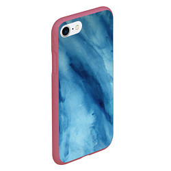Чехол iPhone 7/8 матовый Голубой мрамор, цвет: 3D-малиновый — фото 2