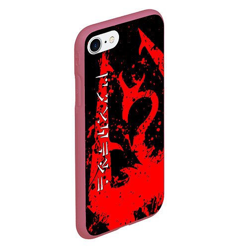 Чехол iPhone 7/8 матовый TES RED DRAGON, FUS RO DAH SYMBOL / 3D-Малиновый – фото 2