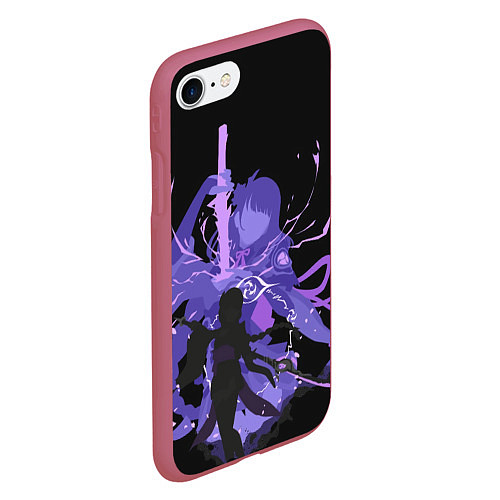 Чехол iPhone 7/8 матовый Genshin Impact Raiden / 3D-Малиновый – фото 2