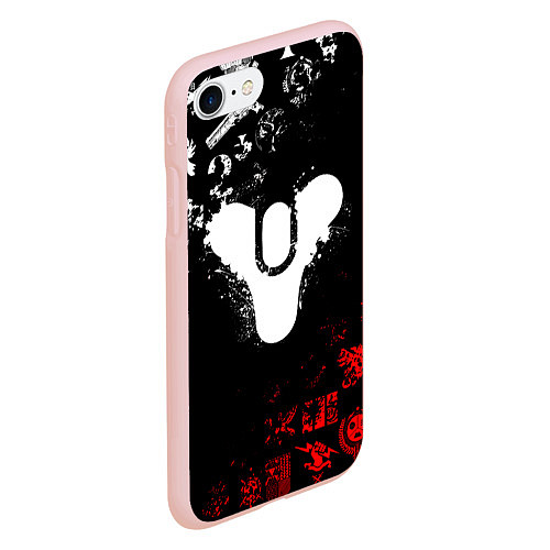 Чехол iPhone 7/8 матовый DESTINY 2 RED & WHITE PATTERN LOGO / 3D-Светло-розовый – фото 2