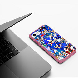 Чехол iPhone 7/8 матовый SONIC СИНИЙ ЁЖ СОНИК, цвет: 3D-малиновый — фото 2