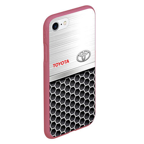 Чехол iPhone 7/8 матовый Toyota Стальная решетка / 3D-Малиновый – фото 2