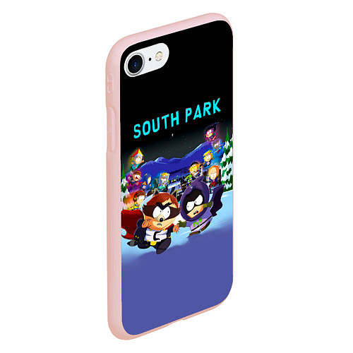 Чехол iPhone 7/8 матовый Енот и его команда - противостояние Южный Парк / 3D-Светло-розовый – фото 2