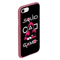 Чехол iPhone 7/8 матовый Squid game: guard-killer, цвет: 3D-малиновый — фото 2