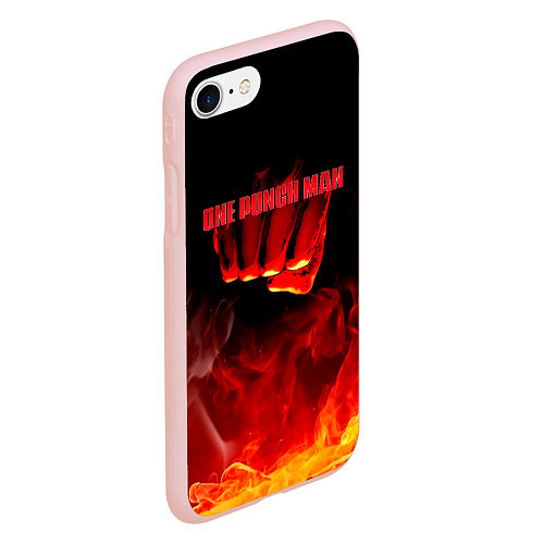 Чехол iPhone 7/8 матовый Кулак One Punch-Man в огне / 3D-Светло-розовый – фото 2