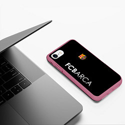 Чехол iPhone 7/8 матовый FC BARCA BLACK STYLE, цвет: 3D-малиновый — фото 2