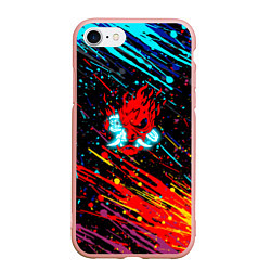 Чехол iPhone 7/8 матовый Cyberpunk 2077 Цветные брызги, цвет: 3D-светло-розовый