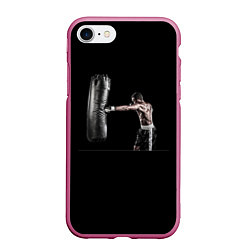 Чехол iPhone 7/8 матовый Красивый мужик, цвет: 3D-малиновый
