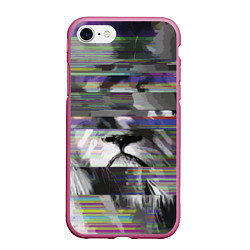 Чехол iPhone 7/8 матовый Glitch lion 2020, цвет: 3D-малиновый