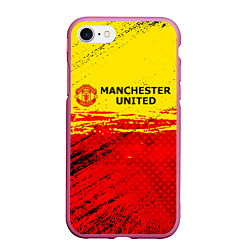 Чехол iPhone 7/8 матовый Manchester United: Дьяволы, цвет: 3D-малиновый