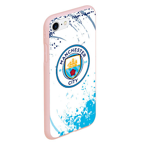 Чехол iPhone 7/8 матовый Manchester City - Футбольный клуб / 3D-Светло-розовый – фото 2