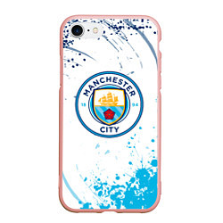 Чехол iPhone 7/8 матовый Manchester City - Футбольный клуб, цвет: 3D-светло-розовый