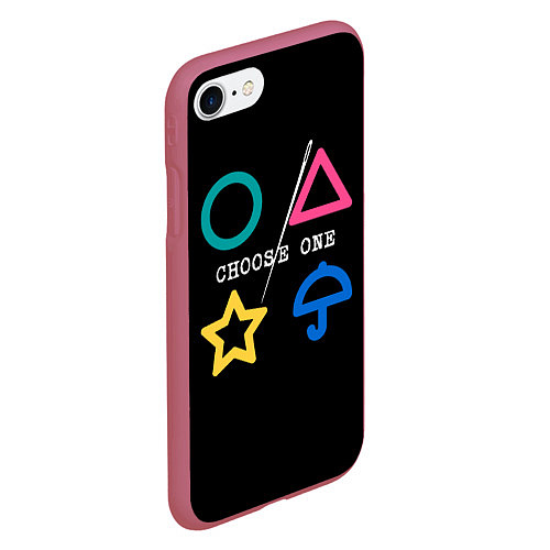 Чехол iPhone 7/8 матовый Squid game: choose one / 3D-Малиновый – фото 2