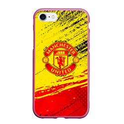 Чехол iPhone 7/8 матовый Manchester United Футбольный клуб, цвет: 3D-малиновый