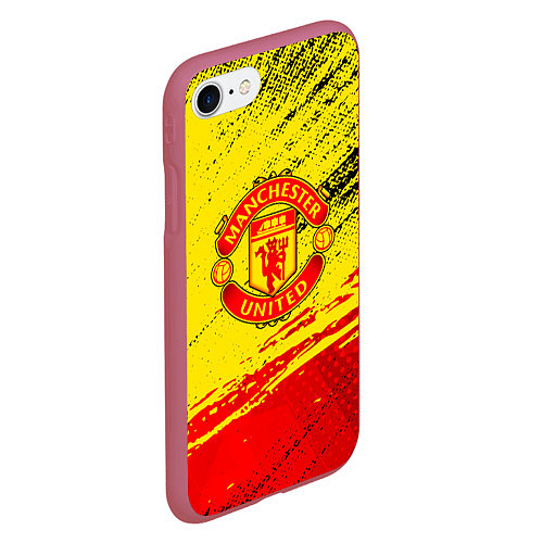 Чехол iPhone 7/8 матовый Manchester United Футбольный клуб / 3D-Малиновый – фото 2