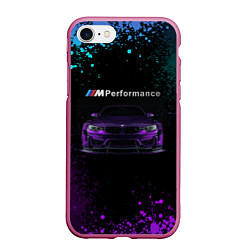 Чехол iPhone 7/8 матовый BMW M4 PERFORMANCE, цвет: 3D-малиновый