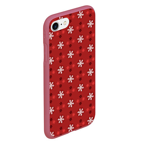 Чехол iPhone 7/8 матовый Snowflakes / 3D-Малиновый – фото 2