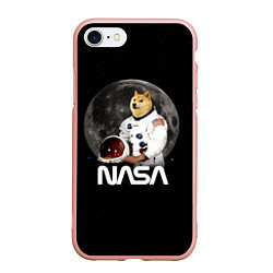 Чехол iPhone 7/8 матовый Доги Космонавт Мем Наса Doge, цвет: 3D-светло-розовый