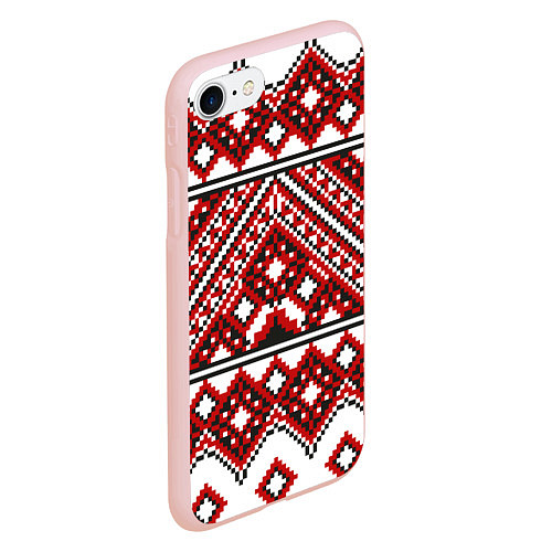 Чехол iPhone 7/8 матовый Русский узор, геометрическая вышивка / 3D-Светло-розовый – фото 2