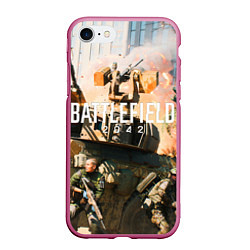 Чехол iPhone 7/8 матовый Battlefield 2042 - отряд, цвет: 3D-малиновый