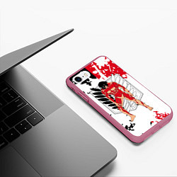 Чехол iPhone 7/8 матовый Атака титанов Эрен Йегер первое появление титана, цвет: 3D-малиновый — фото 2