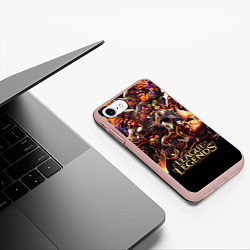 Чехол iPhone 7/8 матовый LEAGUE OF LEGENDS НЕОН БРЫЗГИ КРАСОК, цвет: 3D-светло-розовый — фото 2