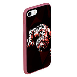 Чехол iPhone 7/8 матовый Злой тигр нападает, цвет: 3D-малиновый — фото 2