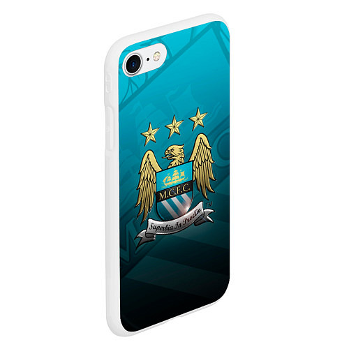 Чехол iPhone 7/8 матовый Manchester City Teal Themme / 3D-Белый – фото 2