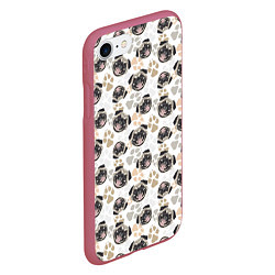 Чехол iPhone 7/8 матовый Собака Мопс Pug, цвет: 3D-малиновый — фото 2