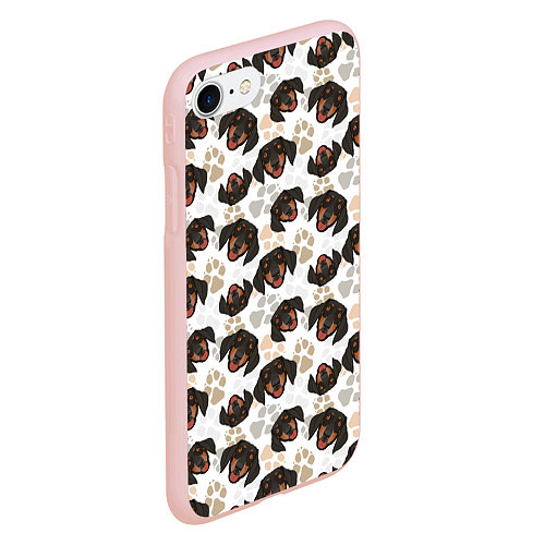 Чехол iPhone 7/8 матовый Такса Dachshund Dog / 3D-Светло-розовый – фото 2