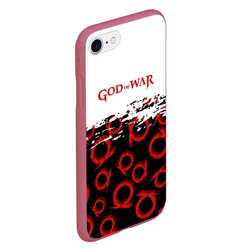 Чехол iPhone 7/8 матовый God of War Logo Pattern / 3D-Малиновый – фото 2