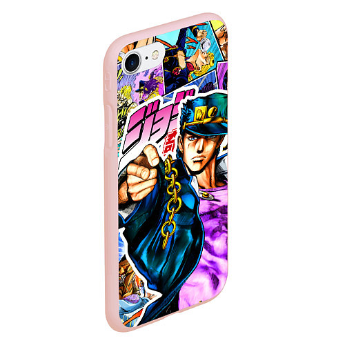 Чехол iPhone 7/8 матовый Джотаро - JoJos Bizarre Adventure / 3D-Светло-розовый – фото 2