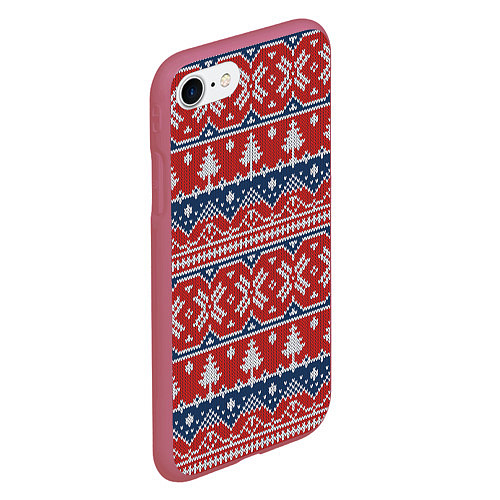 Чехол iPhone 7/8 матовый New Year Pattern / 3D-Малиновый – фото 2