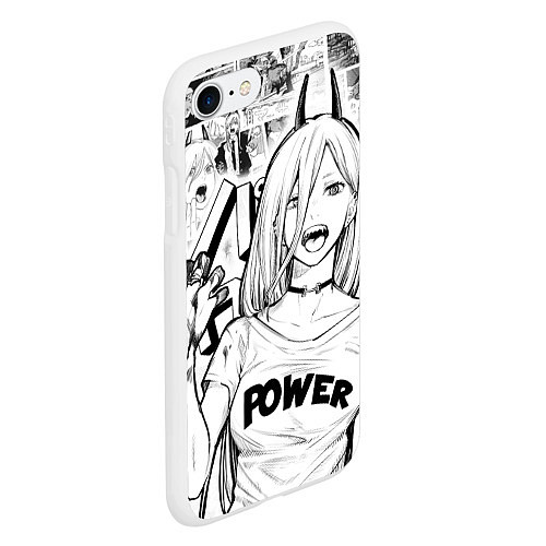 Чехол iPhone 7/8 матовый Power - Chainsaw-Man / 3D-Белый – фото 2