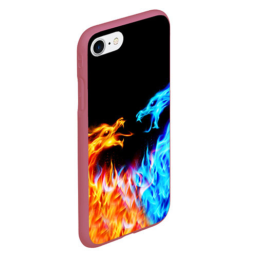 Чехол iPhone 7/8 матовый FIRE DRAGONS ОГНЕННЫЕ ДРАКОНЫ / 3D-Малиновый – фото 2