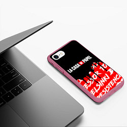 Чехол iPhone 7/8 матовый БУМАЖНЫЙ ДОМ, ПОТЁКИ КРАСКИ, цвет: 3D-малиновый — фото 2
