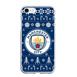 Чехол iPhone 7/8 матовый Манчестер Сити Новогодний, цвет: 3D-белый