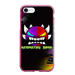 Чехол iPhone 7/8 матовый Geometry Dash: Demon Art, цвет: 3D-малиновый