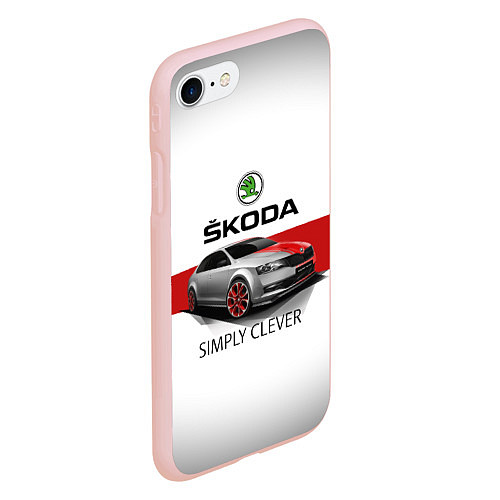 Чехол iPhone 7/8 матовый Skoda Rapid Sport / 3D-Светло-розовый – фото 2