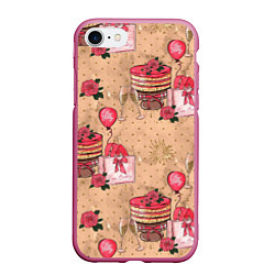 Чехол iPhone 7/8 матовый Праздничное настроение - сюрприз, цвет: 3D-малиновый