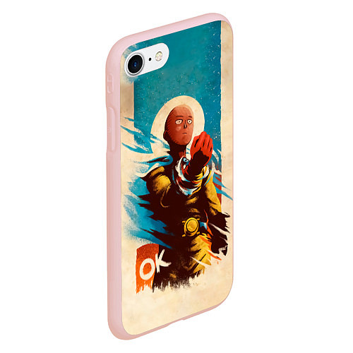 Чехол iPhone 7/8 матовый One Punch-Man Эпичный Сайтама / 3D-Светло-розовый – фото 2