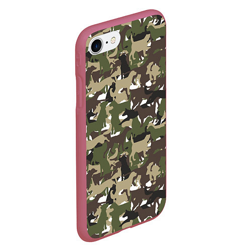Чехол iPhone 7/8 матовый Камуфляж из Собак Camouflage / 3D-Малиновый – фото 2
