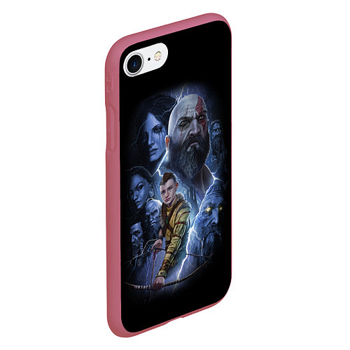 Чехол iPhone 7/8 матовый GOD OF WAR РАГНАРЁК / 3D-Малиновый – фото 2